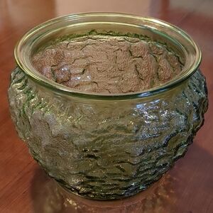 Vintage E.O. Brody Olive Green Textured Vase